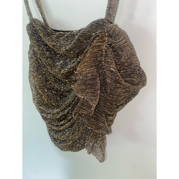 ZARA cute gold ruffled crop top size small 0074 - Picture 4 of 10